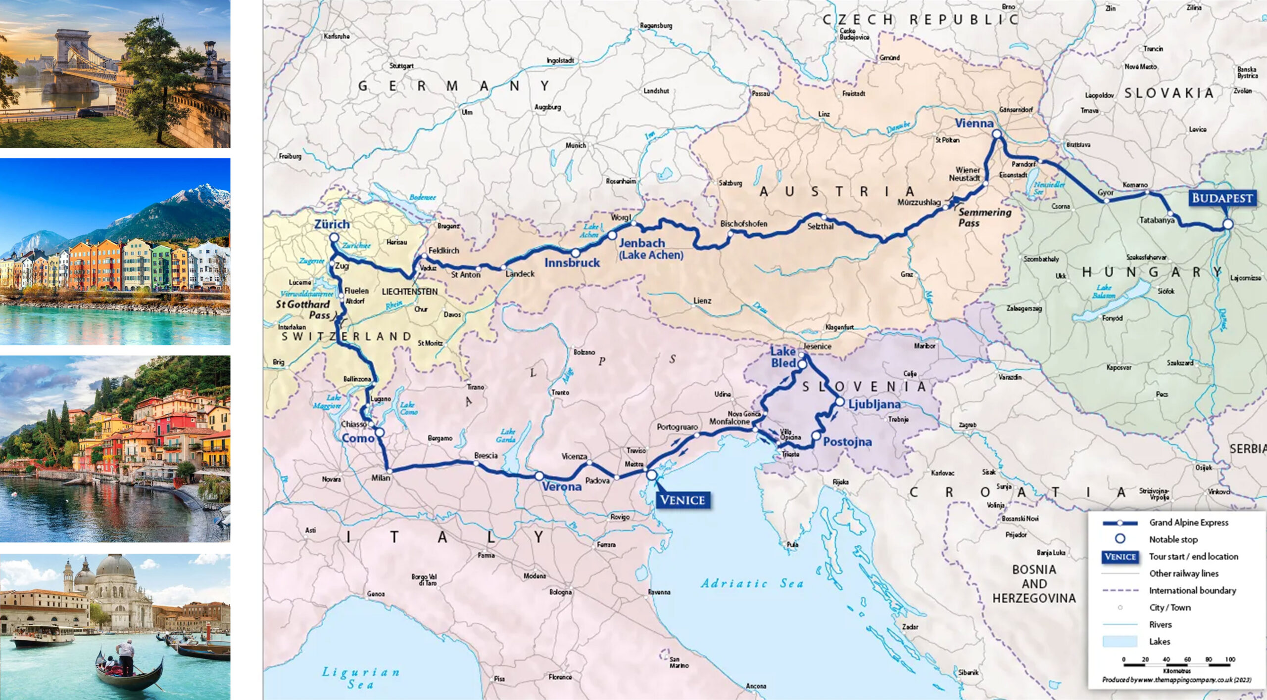 Danube Express Grand Alpine Express Map Luxury Train Club