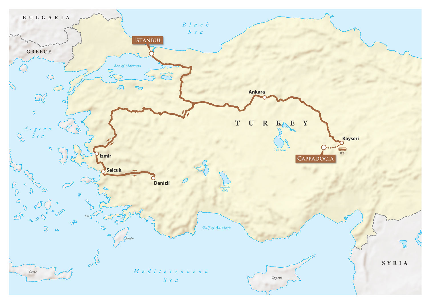 TURKISH TREASURES route map - Golden Eagle Danube Express