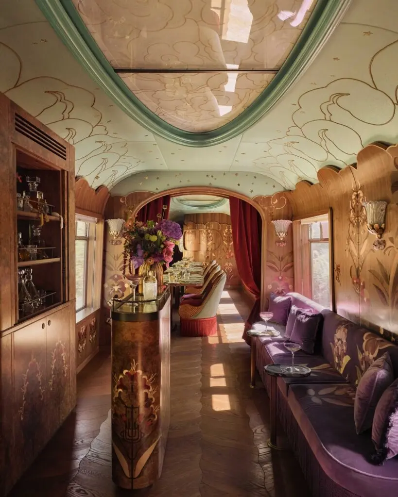 Art Deco carriage interior on the British Pullman