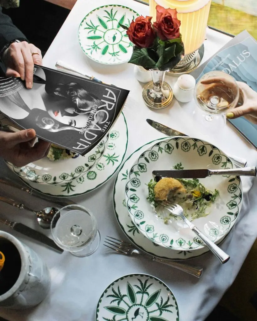 Lunch table set for a murder mystery journey