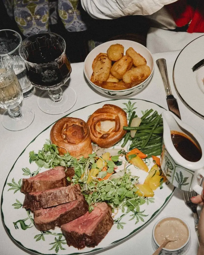 Roast lunch on fine china aboard the British Pullman