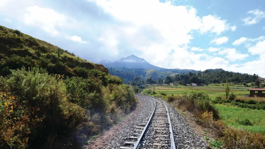Rail line through the Andes towards Machu Picchu