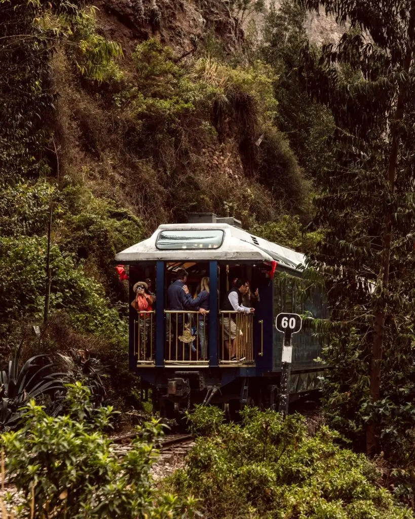 Guests on the open observation platform of the Hiram Bingham