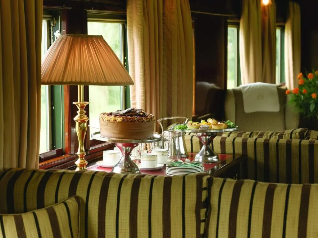 Afternoon tea in the Rovos Rail lounge car